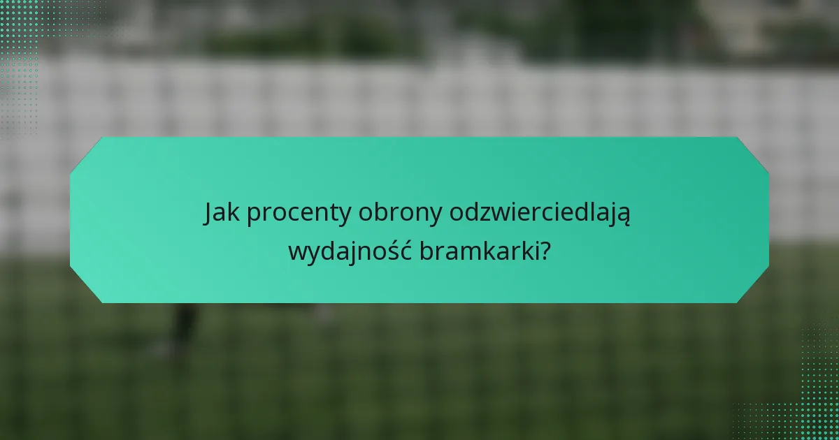 Jak procenty obrony odzwierciedlają wydajność bramkarki?