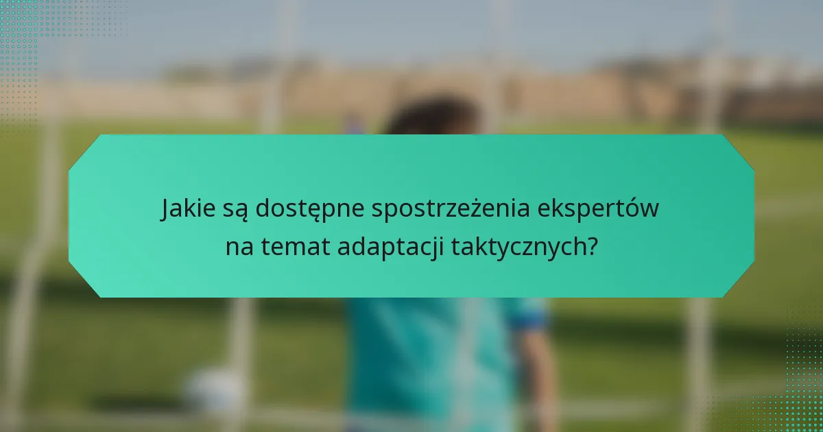 Jakie są dostępne spostrzeżenia ekspertów na temat adaptacji taktycznych?